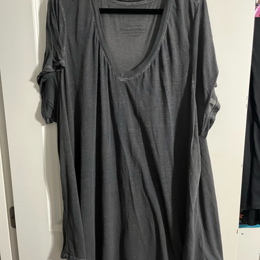 Torrid Charcoal V-Neck Short Sleeve Top